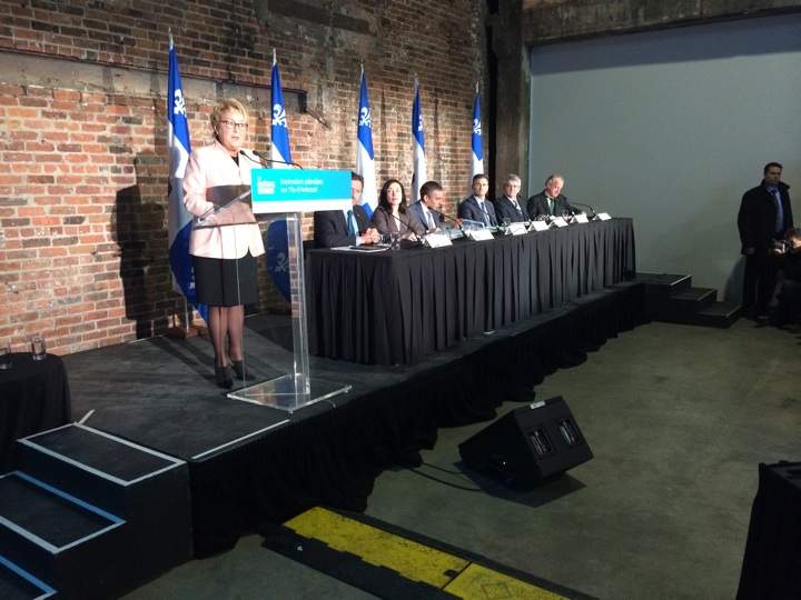 Quebec Premier Pauline Marois announced deals with several firms to carry out oil exploration on Anticost Island on February 13, 2014.