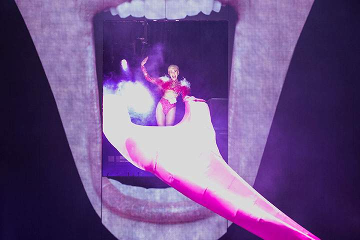 Miley Cyrus performs in Vancouver on Feb. 14, 2014.