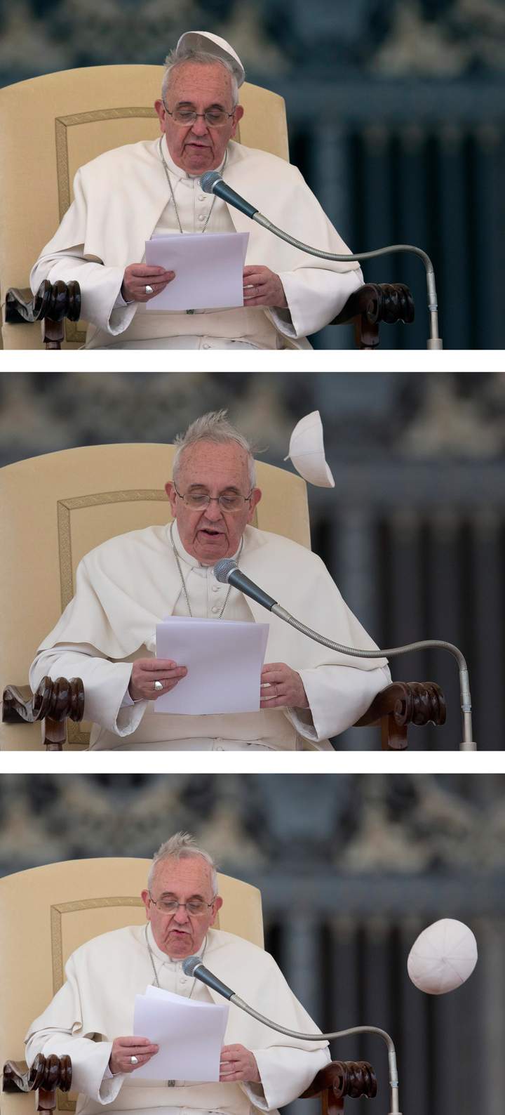 Pope Francis vs. wind: Pontiff battles strong breeze during address - image