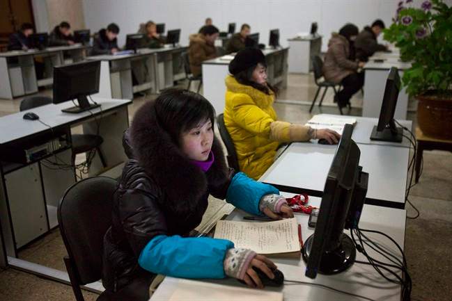 North Koreans work at computer terminals inside the Grand People's Study House in Pyongyang, North Korea. North Korea is literally off the charts regarding Internet freedoms. There essentially aren’t any. But the country is increasingly online. Though it deliberately and meticulously keeps its people isolated and in the dark about the outside world, it knows it must enter the information age to survive in the global economy.