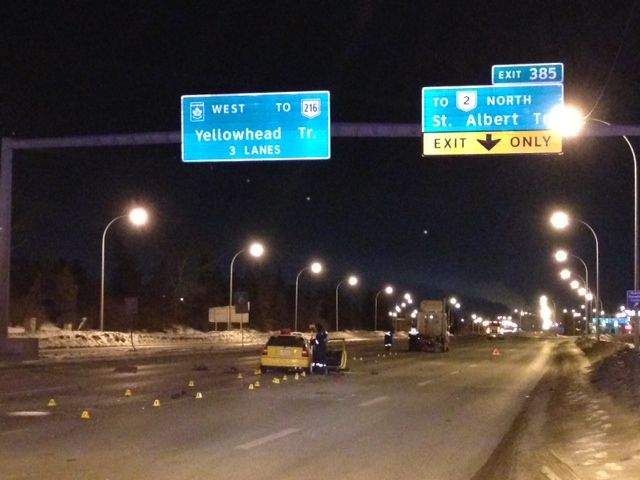 One man was sent to hospital in serious condition following a collision on Yellowhead Trail, Thursday, February 6, 2014.