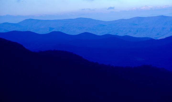 A view of the Blue Ridge mountains seen from Skyline Drive early November 23, 2013 in Shenandoah National Park in Virginia.