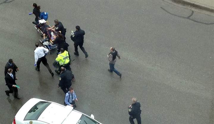 A photo of the shooting victim being treated by paramedics was tweeted by lawyer Daniel Brown.