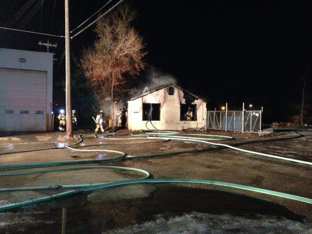 Edmonton firefighters battle blaze in the southside of the city, Saturday, March 15, 2014. 