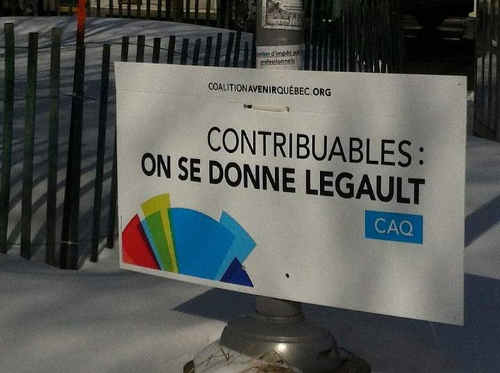 Coalition Avenir Quebec election poster.