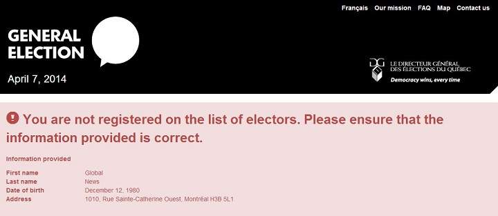 Quebec residents checking to see if they’re eligible to vote need to make certain they’re using correct details.