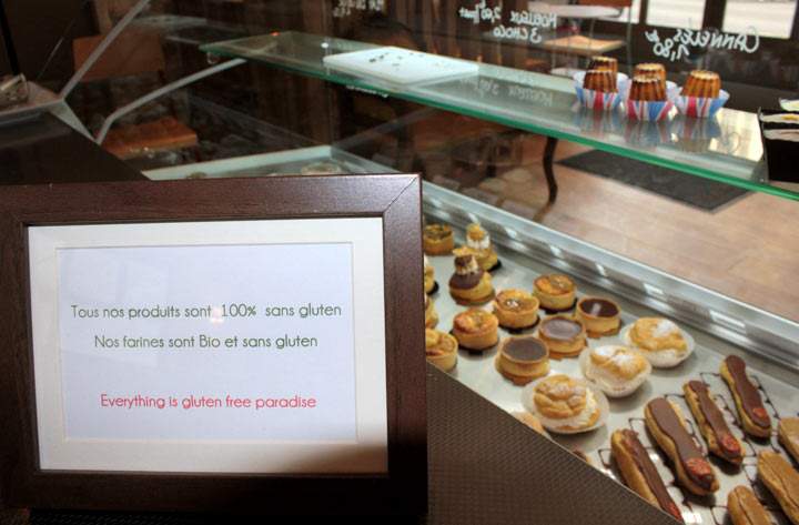 Gluten-free pastries are displayed in a specialized patisserie, on March 8, 2012 in Paris. The intolerance to gluten -- a protein found in cereals such as wheat -- can cause chronic diarrhoea and vomiting.