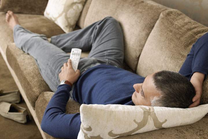 man watching tv