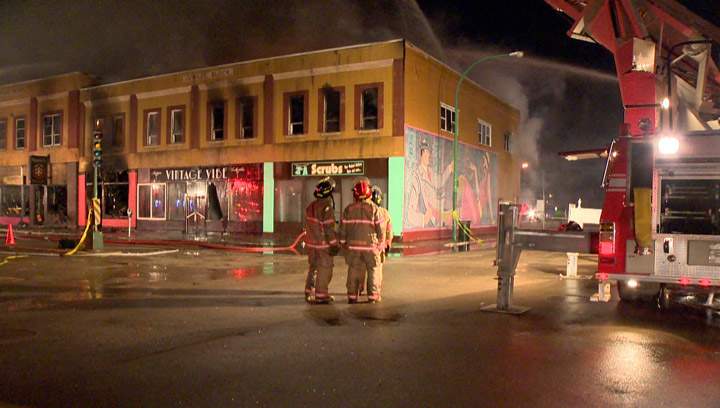 Businesses, apartments extensively damaged by fire in downtown Moose Jaw on Wednesday night.