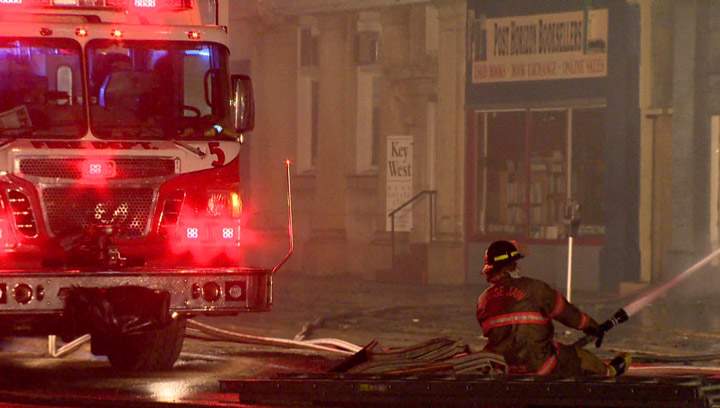 Businesses, apartments extensively damaged by fire in downtown Moose Jaw on Wednesday night.