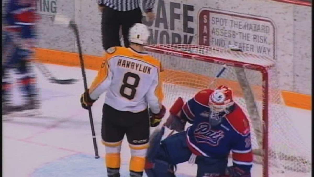Jayce Hawryluk had a hat trick - including the winner - and added an assist as the Wheat Kings edged Regina to take a 3-0 series lead.