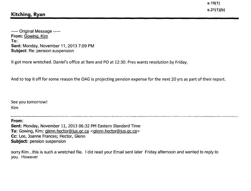 “This is such a wretched file,” a bureaucrat wrote the evening of Nov. 11, almost one week after the Senate voted to suspend three colleagues.