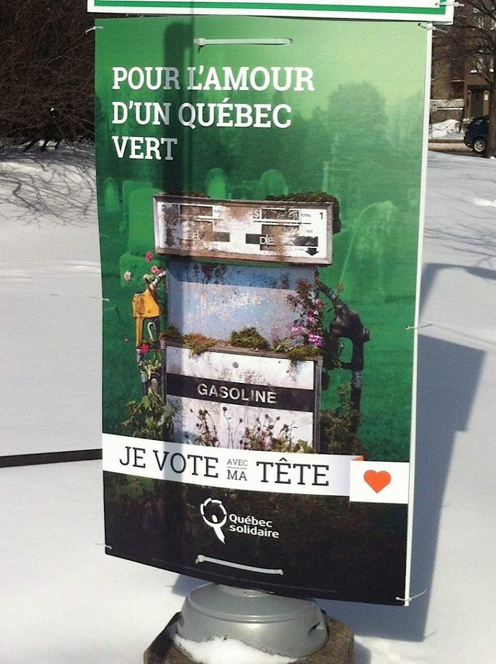 An example of Quebec Solidaire's issue poster.