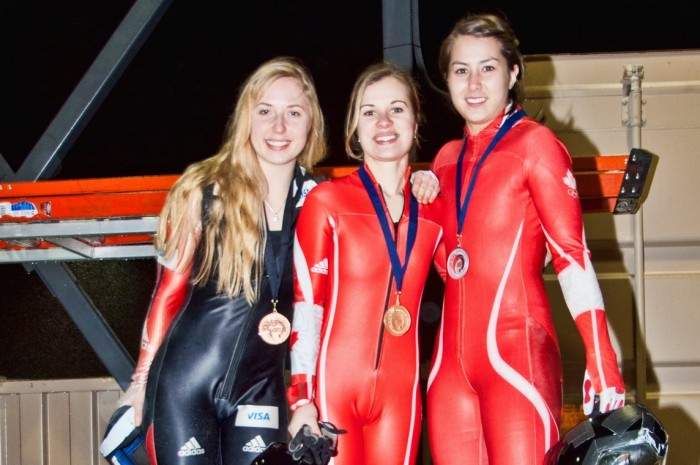 Newman, pictured on the left, is a competitive Skeleton racer with dreams of competing in the 2018 Olympics.