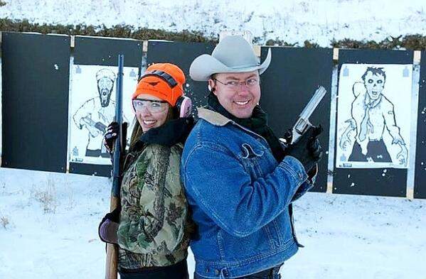 Anders, the MP for Calgary West, and Melissa Mathieson, who is running for the federal Conservative nomination in the upcoming Macleod byelection, at a Calgary shooting range. Twitter@CalgaryHerald