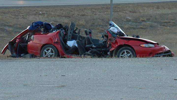 One dead after crash between car and minivan on Highway 12 by Martensville, Saskatchewan.
