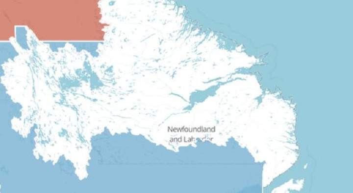 A closer look at the Canadian Press map data of Quebec provided by Elections Quebec that spills over the southern Labrador boundary.