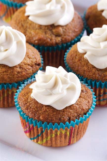 A healthier version of carrot cake cupcakes are shown in this undated handout photo.