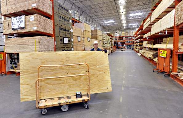 Home supplies spending declined in February for the fifth month in the past six.