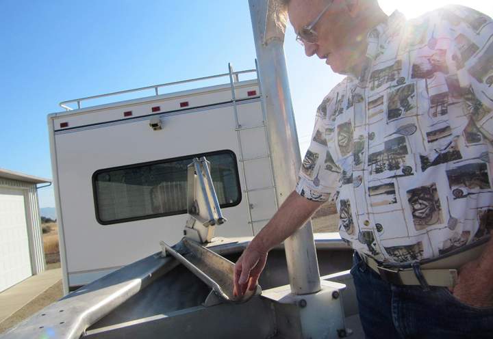 Gene Ralston demonstrates how his boat uses side-scanning sonar to locate drowning victims in Kuna, Idaho on Monday, Sept. 10, 2012.