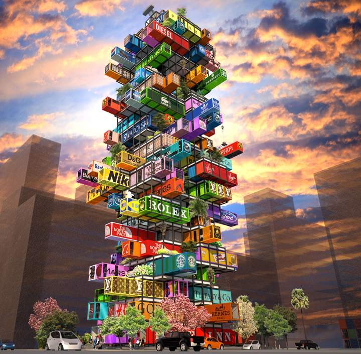 The design of the jenga-inspired hotel.