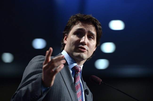 Federal Liberal Leader Justin Trudeau speaks to the Vancouver Board of Trade in Vancouver on Friday, April 11, 2014. THE CANADIAN PRESS/Jonathan Hayward.