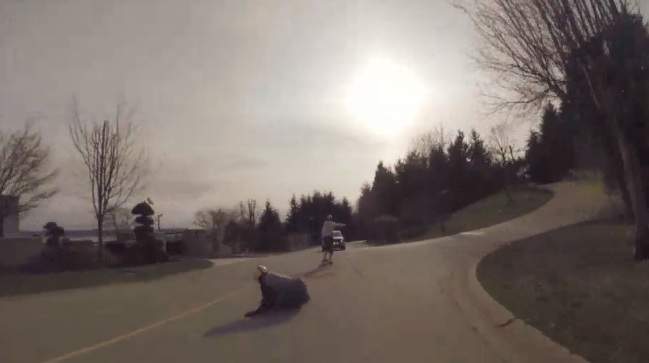 Still from the longboarder YouTube video.