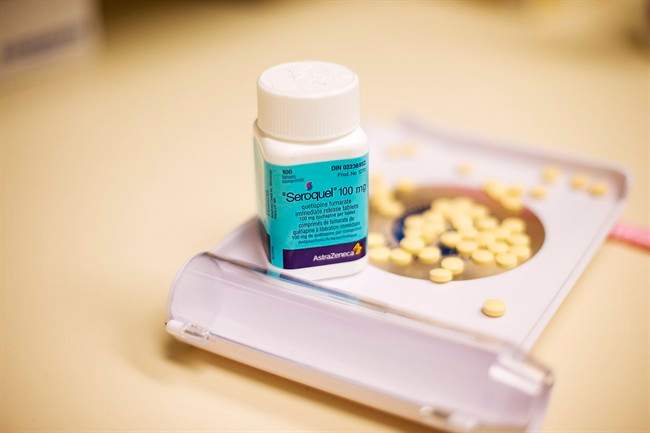 File photo of Seroquel, an antipsychotic drug, taken at Sunnybrook Health Sciences Centre in Toronto on Friday, April 4, 2014.