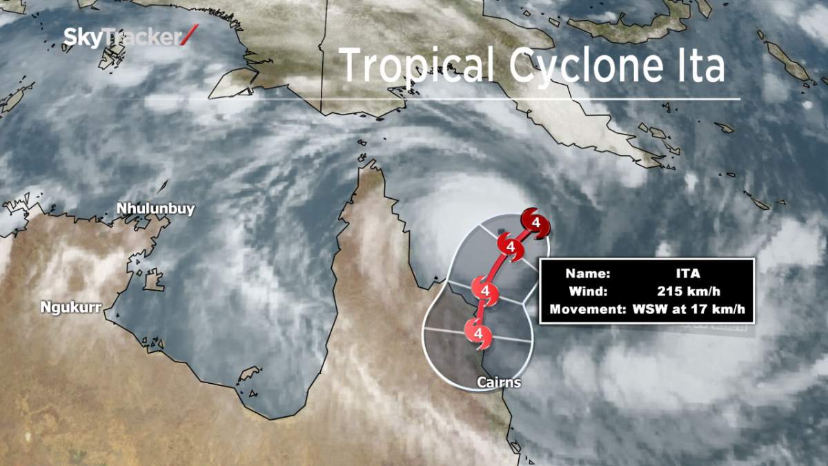 The forecast track for Tropical Storm Ita.