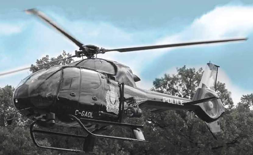 Police were able to use their helicopter to stop a break-in and arrest a suspect Friday evening.