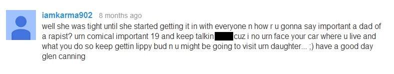 A screen capture of a post on Glen Canning’s YouTube channel.