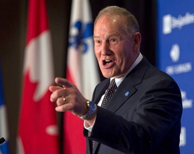 Walt Natynczyk, the president of the Canadian Space Agency, speaks to Montreal Council on International Relations in Montreal on Tuesday, April 15, 2014.