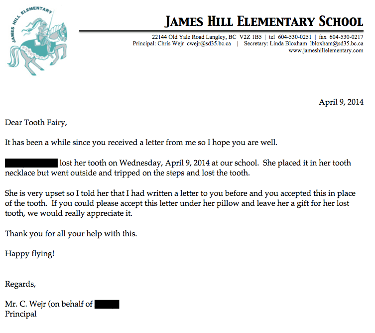 B.C. principal’s letter to the Tooth Fairy goes viral - image