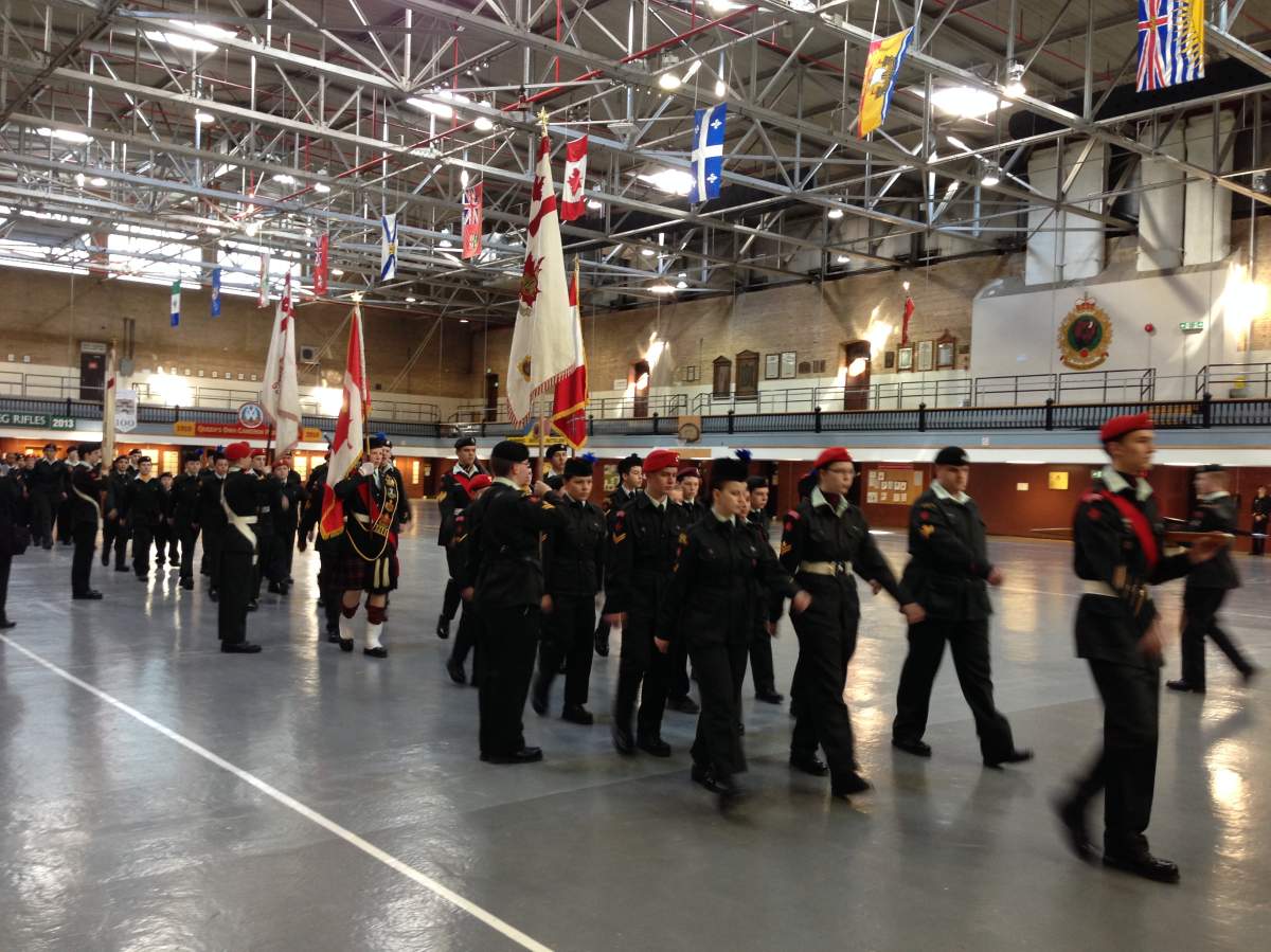 Cadets march in parade to remember the those who fought in the battle of Vimy Ridge