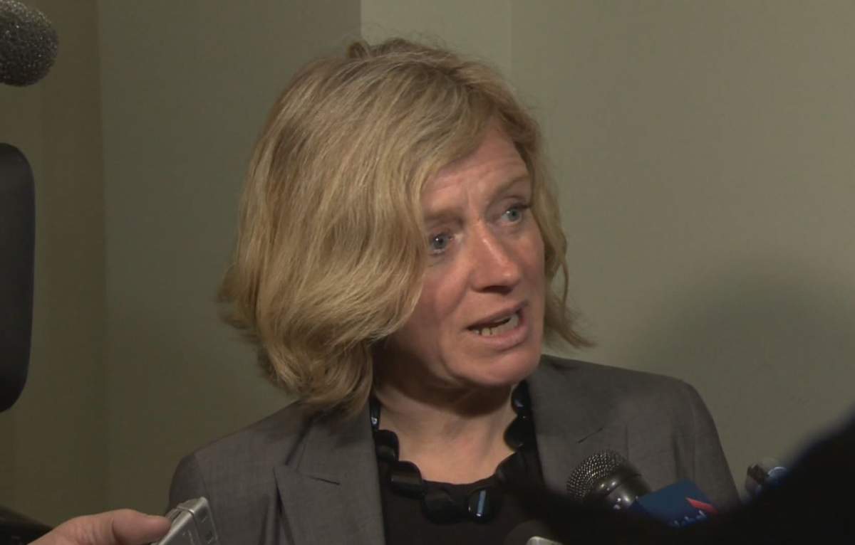 NDP MLA, Rachel Notley, seen here in April 2014.