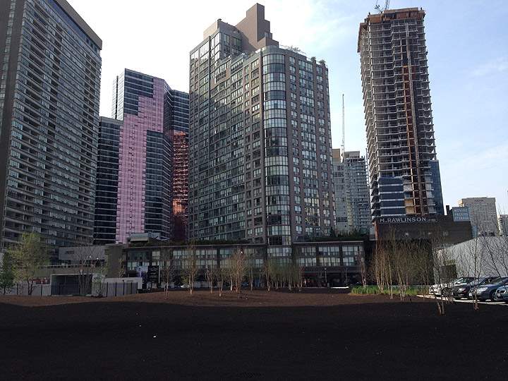 The view outside Lanterra Developments' presentation centre for a development proposal for 11 Wellesley in Toronto on May 14, 2014.