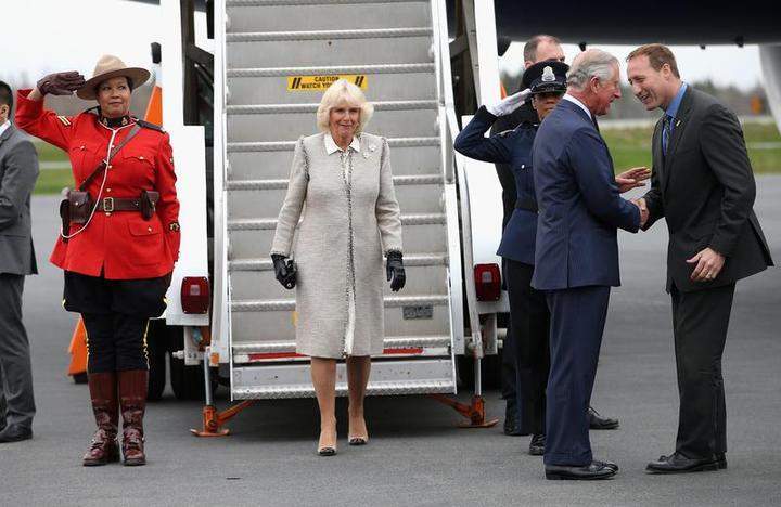 Camilla Duchess of Cornwall arriving at Halifax Airport on May 18, 2014.