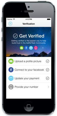 AskForTask verification screen