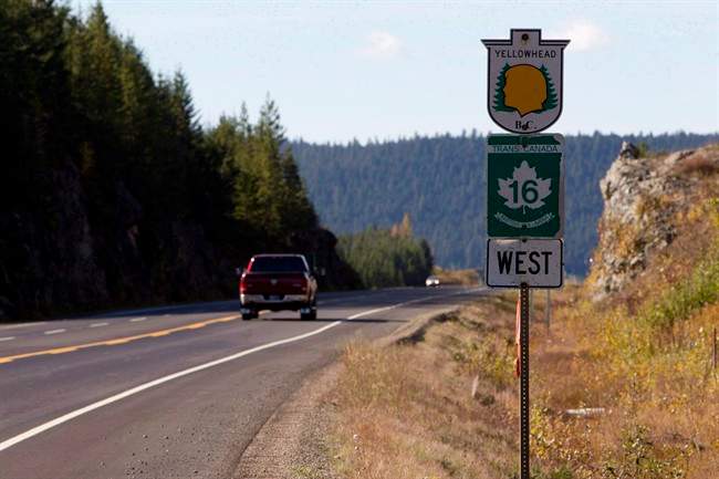 Highway 16 near Prince George, B.C. is pictured on Oct. 8, 2012. 