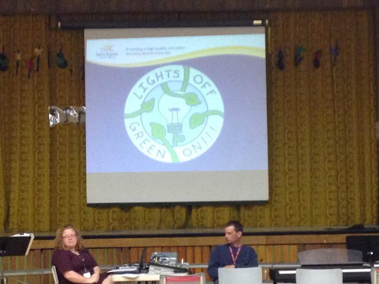 The Lights Off, Green On campaign was officially unveiled Tuesday at Duc D'Anville Elementary School.
