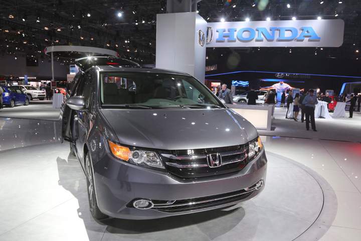 The 2014 Honda Odyssey is presented at the New York International Auto Show, in New York's Javits Center, Thursday, March 28, 2013. 