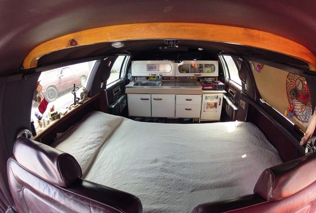 Inside of the 1989 Cadillac limousine