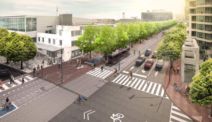 Artist rendering of the Queens Quay revitalization project. 