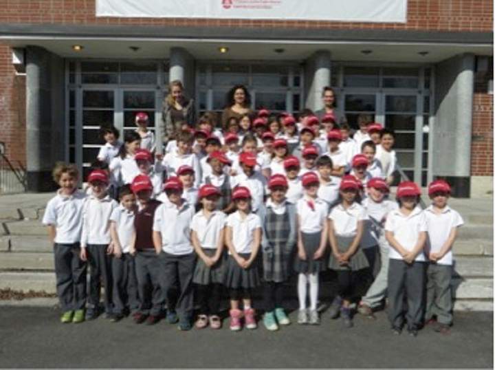Students celebrate Habs Day at Royal Vale Elementary School.