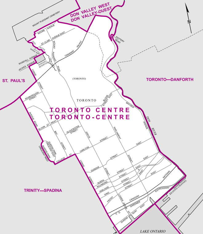 Located just to the east of the city’s financial district, Toronto Centre extends as far north as Mount Pleasant Cemetery and is bordered by Don River to the east and Yonge Street to the west – with the exception of the area between College and the CP Rail line, which is bordered by Avenue Road.