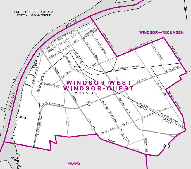 The more urban of Windsor’s two ridings, this district includes all of Windsor west of Pilette Road, with the exception of north of Tecumseh Road, where Langlois becomes the dividing line.