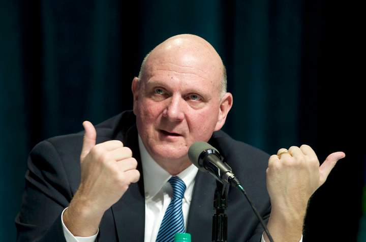 Former Microsoft CEO Steve Ballmer responds to a shareholder question during the Microsoft Shareholders Annual Meeting November 19, 2013 in Bellevue, Washington. 