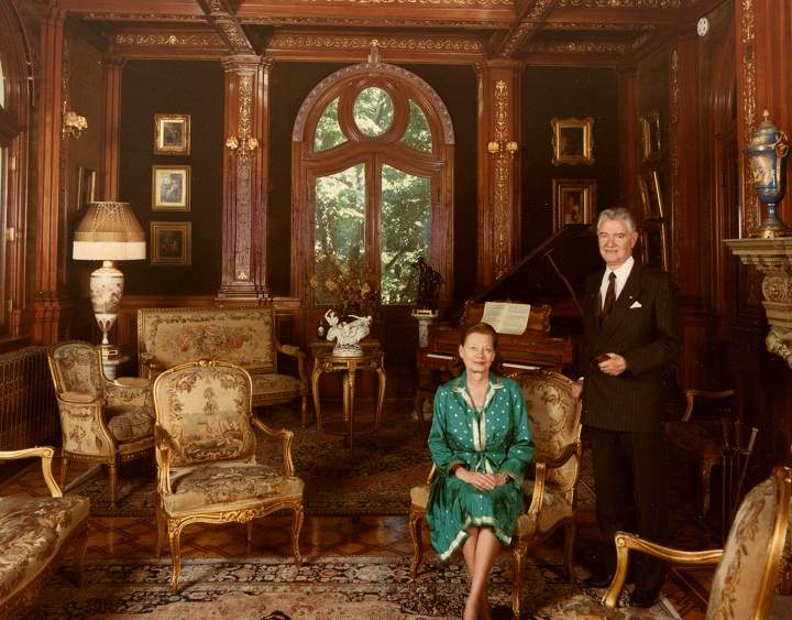 Liliane Stewart with her husband at Chateau Dufresne.