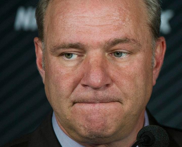 Montreal Canadiens head coach Michel Therrien speaks to reporters following his team’s loss to the New York Rangers in game two of the NHL Eastern Conference final Stanley Cup playoff action in Montreal, Monday, May 19, 2014.