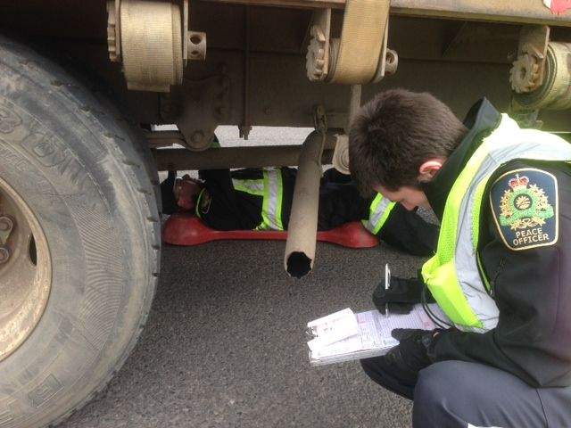 The Edmonton Police Service Commercial Traffic Section launches an inspection blitz, Tuesday, May 6, 2014. 